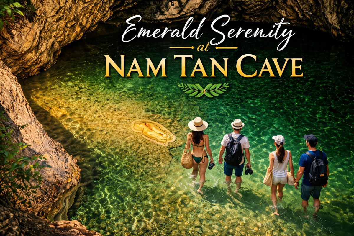 Trekking to Nam Tan Cave through forest in Ha Giang